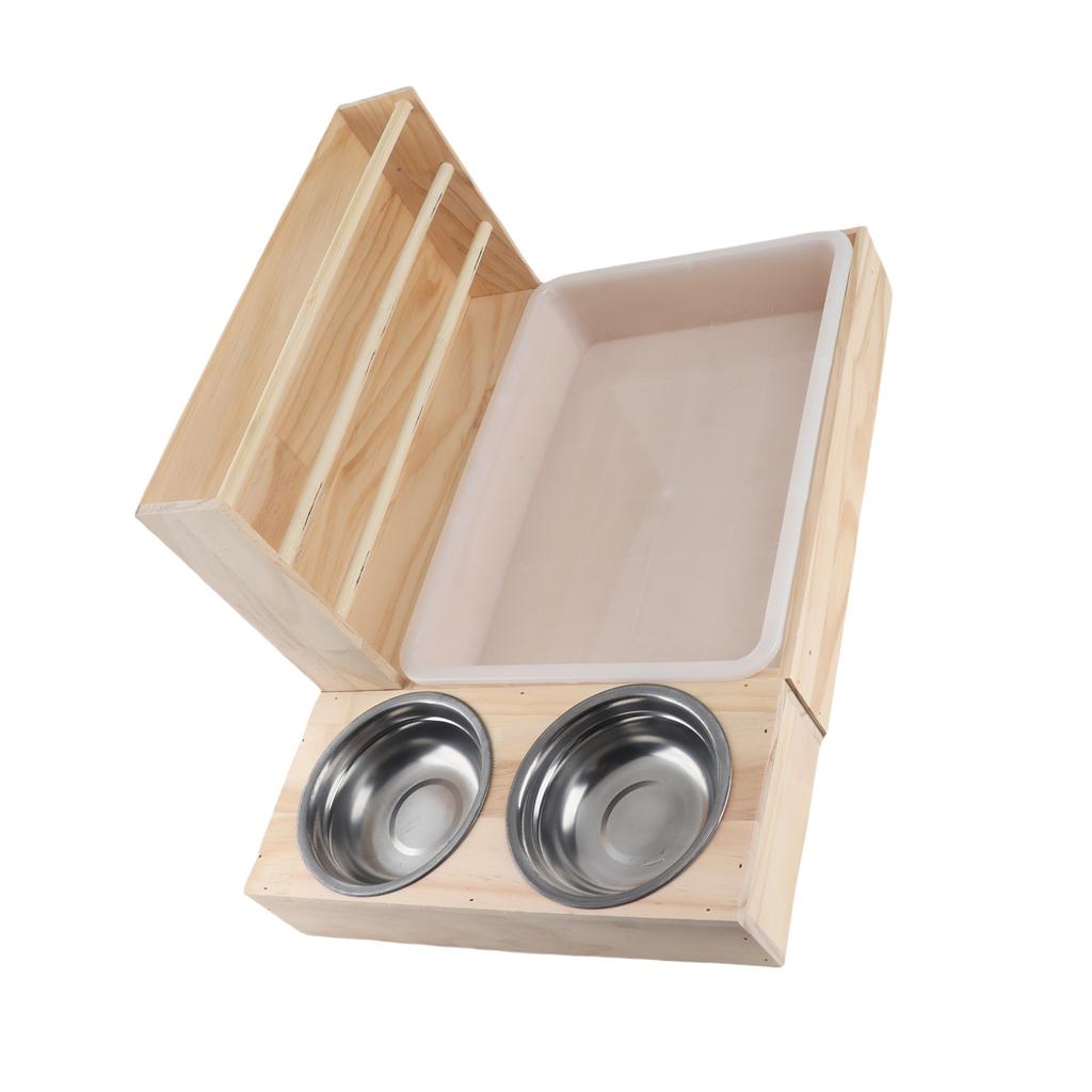 3 in 1 Rabbit Hay Feeder with Litter Box and 2 Bowls Animals Hay Manger Grass Food Rack for Guinea Pig