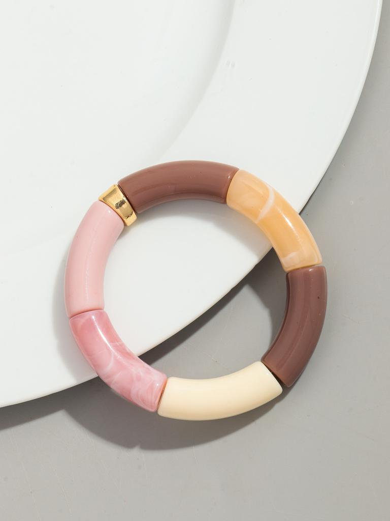 Bohomia Acryl-Design-Stil, klobiges, stapelbares Bambus-Armband für Frauen, Boho, elastisch, bunte Röhrenperlen-Armbänder, 2024 Schmuck