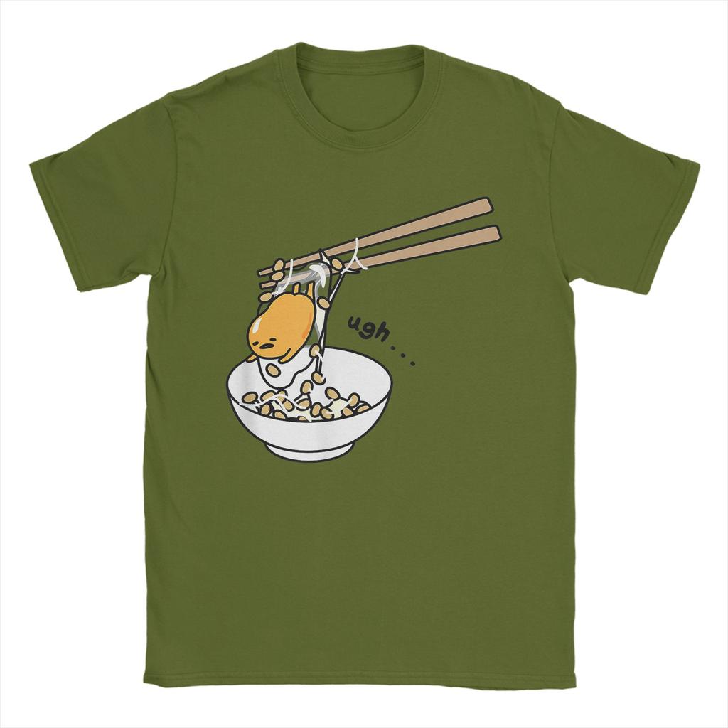 Gudetama Essstäbchen T-Shirt Herren Baumwolle Oberteile Bedruckt Rundhals Kurzarm