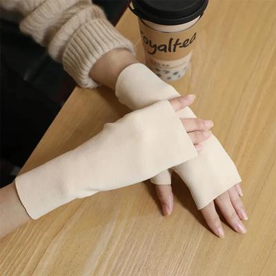 1/2pairs Autumn and Winter Warm Gloves Women's Winter German Velvet Half Finger Plus Velvet Open Finger Telefingers Gloves