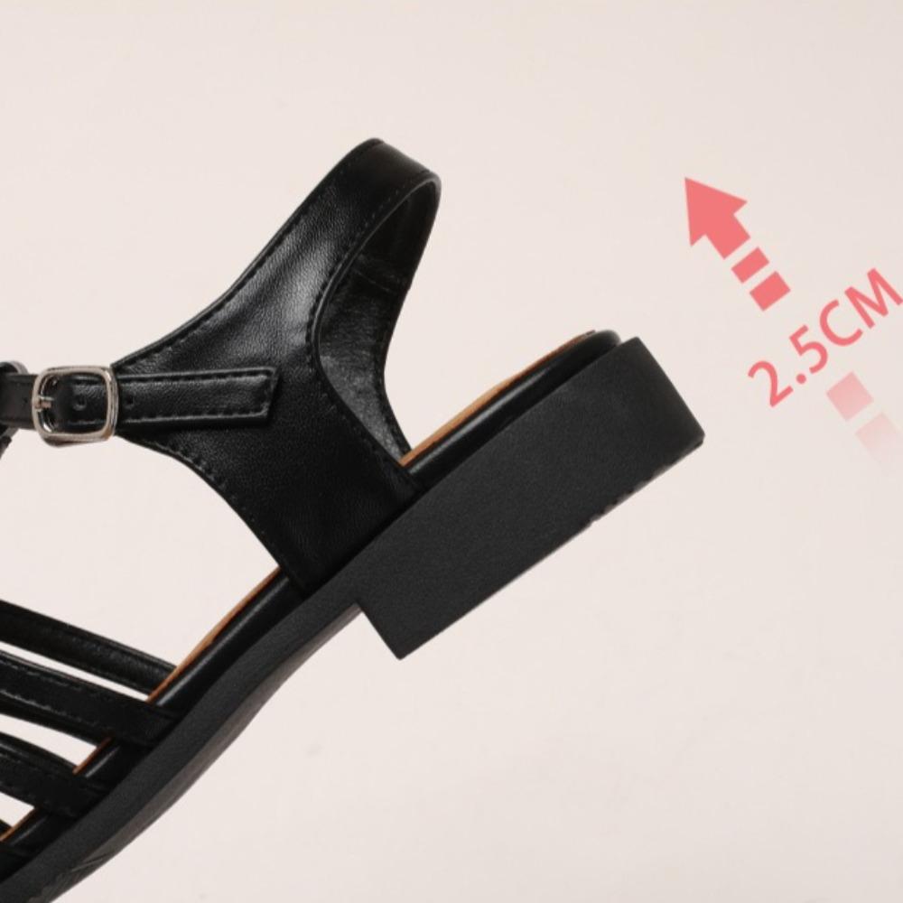 Women's Sandals Summer Baotou Square Head Retro Sandals Women's Summer New Fashion Thick Heel Outer Wear Woven Roman Sandals