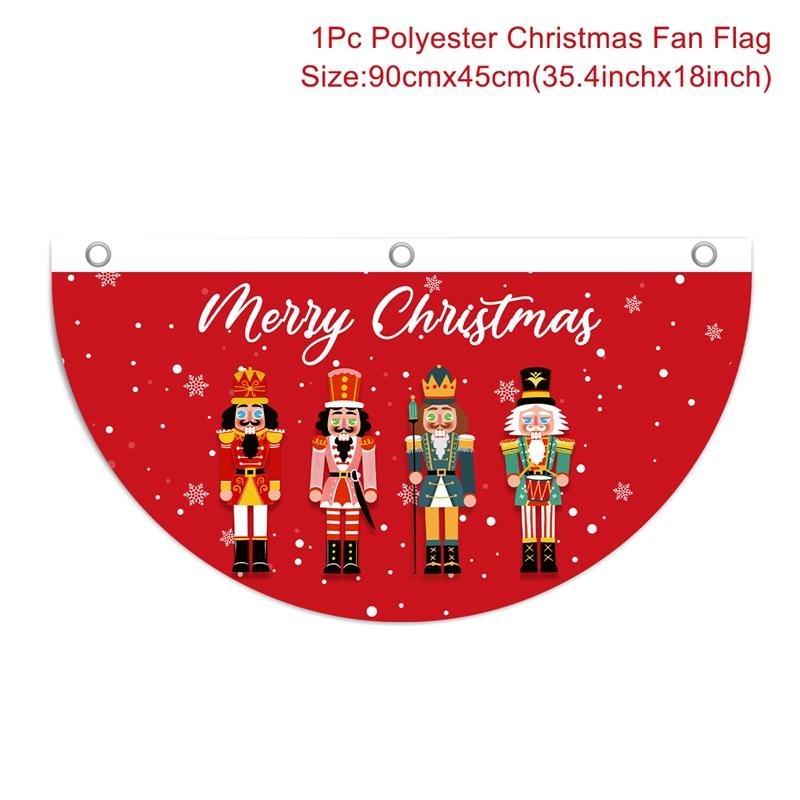 Christmas Outdoor Fan-shaped Flag Banner Christmas Decor for Home 2025 Cristmas Drop Ornament Xmas Navidad Gift New Year 2025