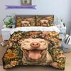 Happy Pitbull Pattern Bedding Home Decoration Birthday Gift (1 * duvet cover + 2 * pillowcase, without core)