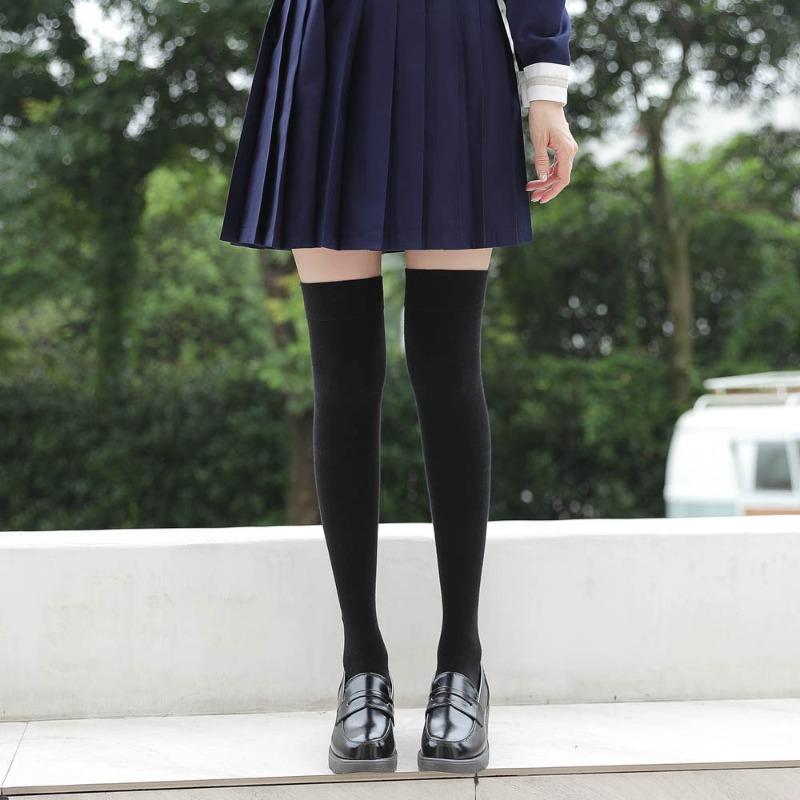 Solid-colored Long Socks, Solid-colored Pressure Knee-high Socks, Autumn and Winter Socks, Student Long Stockings, High-top Cotton Women's Socks