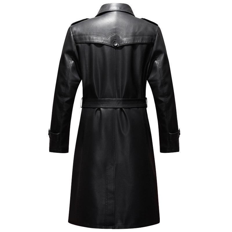 2025 Herren Übergröße Kunstleder 2-teiliger Langer Trenchcoat