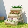 3 Tier Raised Garden Bed Wooden Elevated Planter Box Kit, 66L for Flower, Vegetable, Herb, 65x75x78cm, Green
