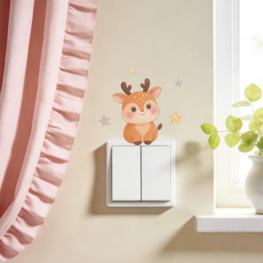 Cartoon Cute Animal Bedroom and Dining Room Background Switch Decoration Stickers