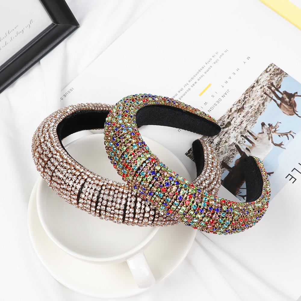 Handmade Hair Hoop Headband Baroque Tiara Full Crystal Rhinestone Pearl Haiband Wedding Headdress