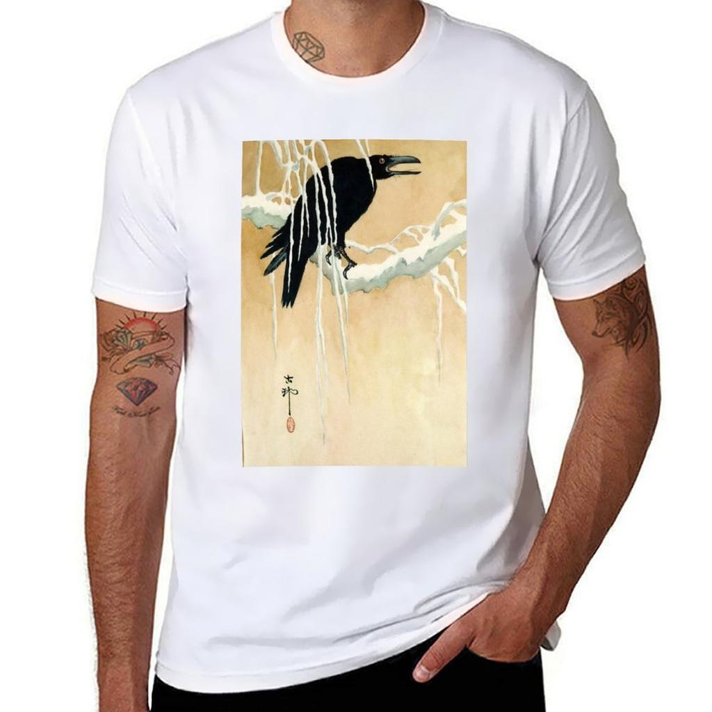 Blackbird In Snow  Koson Ikeda  1867  Woodcut Tshirt Basic Solid Tee For Daily Use