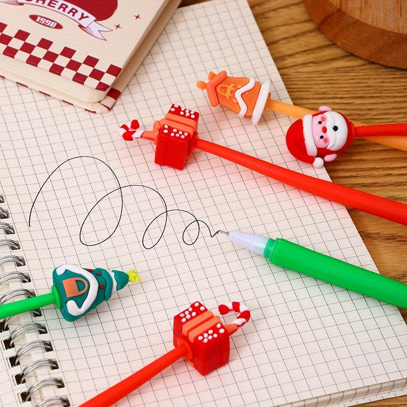 48Pcs Christmas Cartoon Stitch Ballpoint Pen Black 0.5mm Neutral Pen Cute Silicone Decoration Cute Cartoon Style Stationery Gift