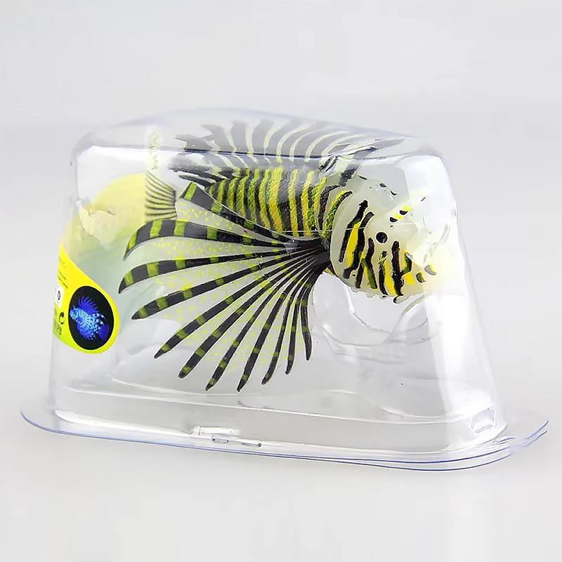 

1/4 шт. Реалистичный искусственный плавающий аквариумный пейзаж для домашнего декора, светящаяся в темноте искусственная рыба-лев из нетоксичного силикона 1pc чёрный