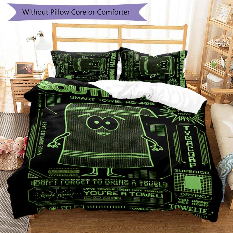 3pcs Towelie pattern bedding set duvet cover set includes duvet cover &pillowcases, perfect all season bedroom decoration & gift