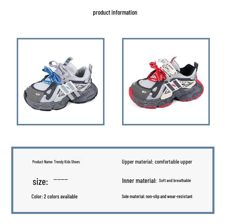 2026 Spring Kids Breathable Mesh Sports Shoes - Fashionable, Non-slip, Thick Sole for Boys & Girls