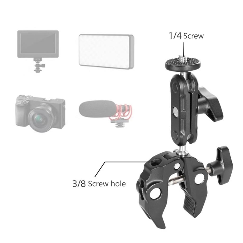 Heavy Duty Two Ball Joint Clamp For Camera Riggings Quick Release Positioning Adjustment On 13-50mm Stabilizers Rod