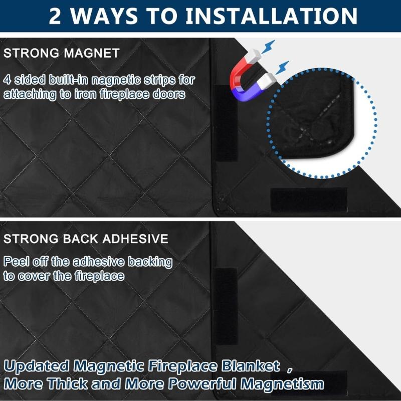 Magnetic Fireplaces Cover Insulating Barrier Heat Shield With Strong Magnets For Indoor Fireplaces Protecting Oxfords Fabric Thermals Insulation