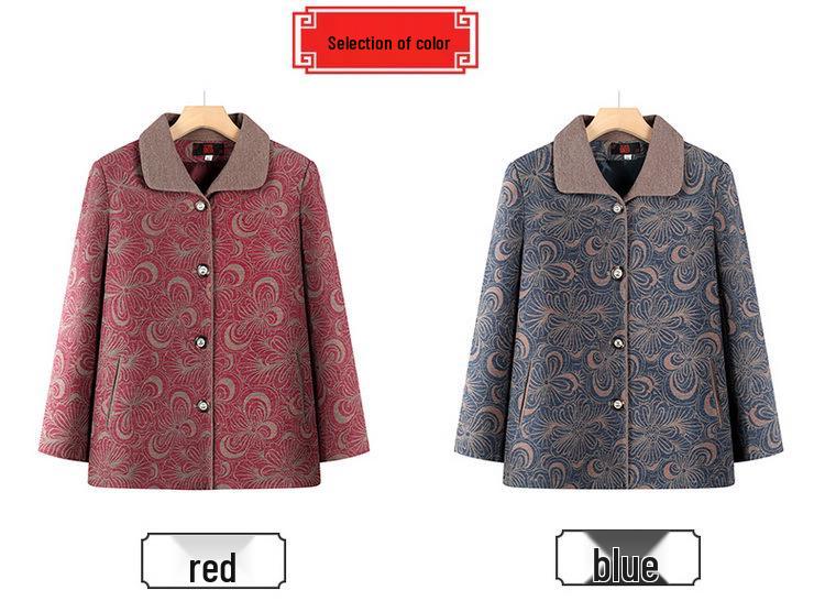 Grandma Style Lapel Jacket: Spring/Autumn Fashion Cardigan for Elderly Women