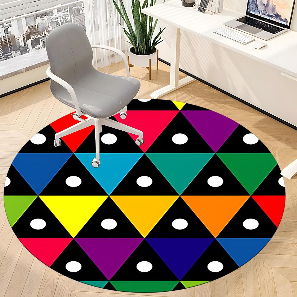 1pc Colorful Pattern Chair Carpet for Office, Non-slip, Soft and Durable Office Rug for Interior Decoration, Perfect for Office Yy260313032