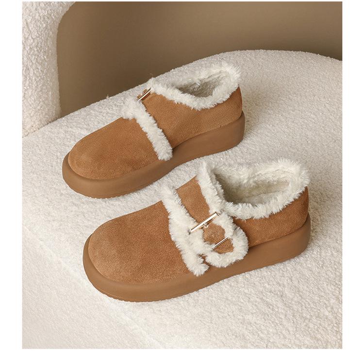 ZHR Zeze Plus Velvet Women's Genuine Leather Winter Snow Boots