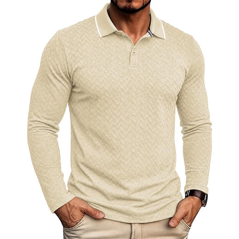 Men S Long Sleeve Vintage Plus Size Polo Shirt Jacquard Casual Top