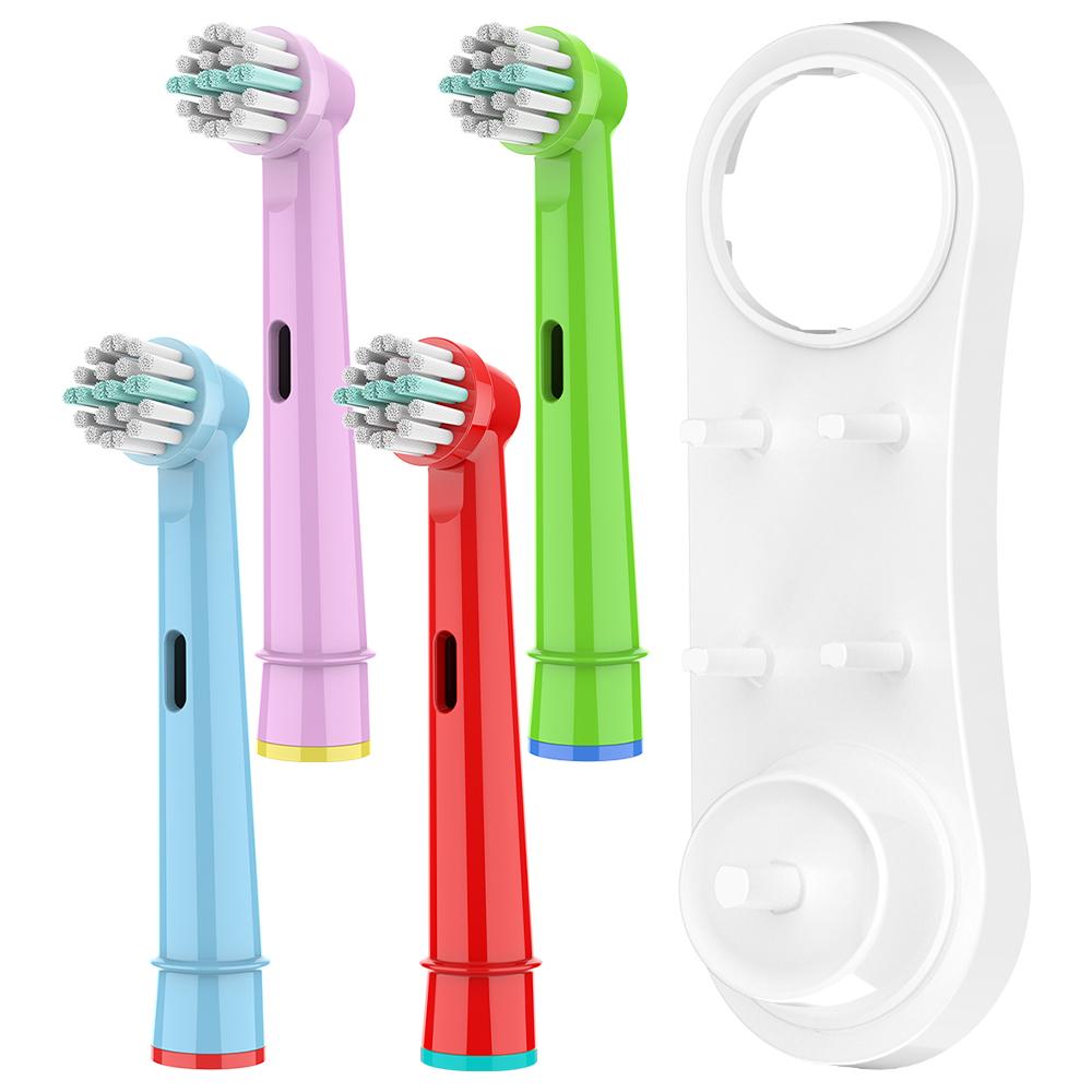 

4 Pack Replacement Brush Heads and Toothbrush Head Holder, Compatible with Oral B Electric Toothbrush, for Pro 1000 100 500 1500