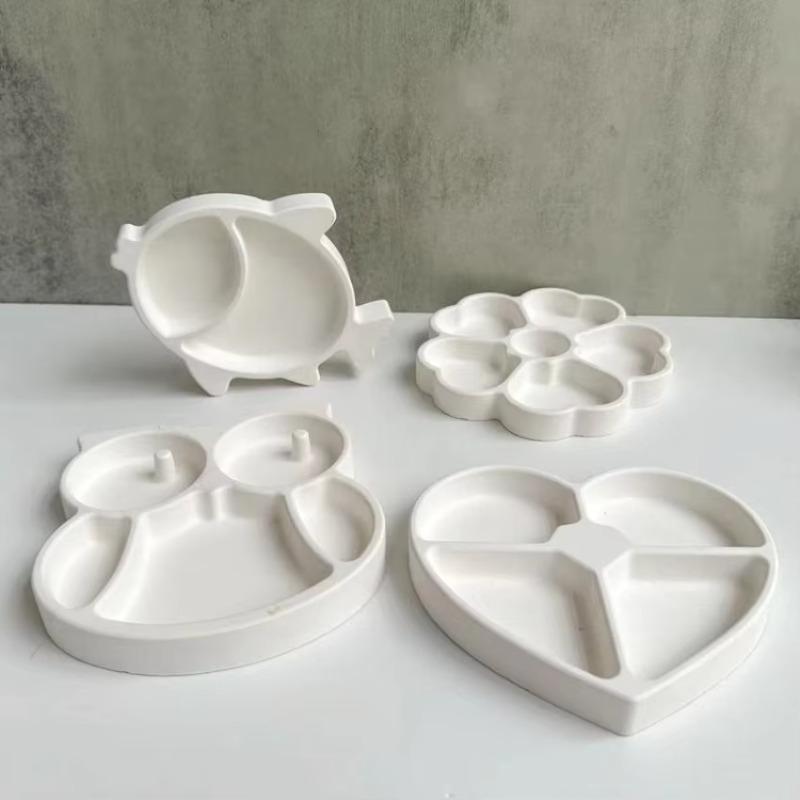Plaster Concrete Silicone Mold DIY Epoxy Resin Jewelry Storage Tray Display Plate Cute Owl Heart Shape Fish Clover Shape