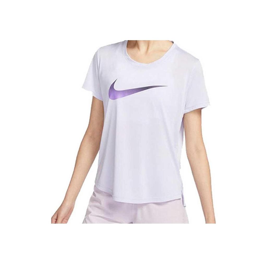Nike Logo Print Crew Neck Short Sleeve T-Shirt Women Tops Light-Purple DX1026-536