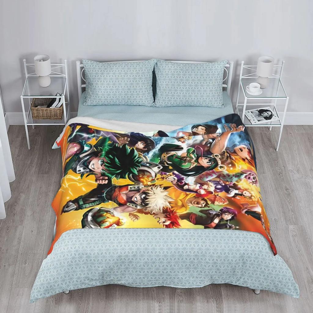 My H-hero Academia Cartoon Printed Blanket Warm Flannel Blankets Soft and Comfortable Blanket Home Travel Blanket Birthday Gift