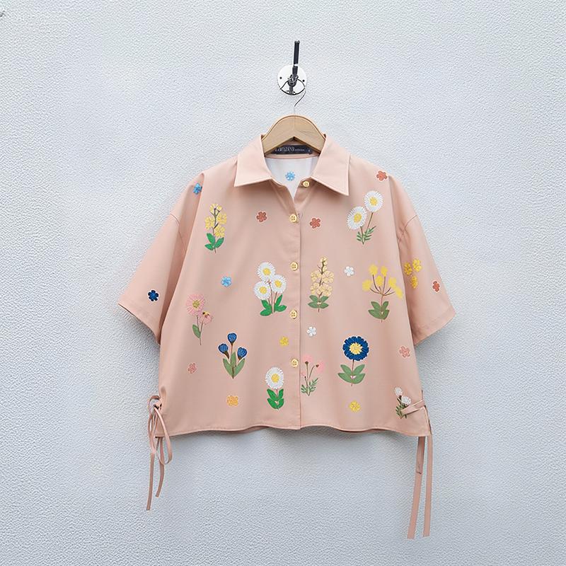 

ZANZEA Женская летняя классическая блузка с цветочным принтом, свободного кроя, с коротким рукавом L