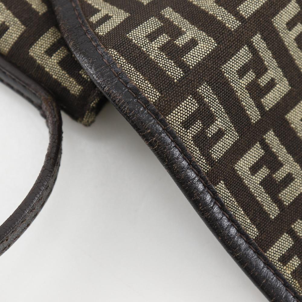 FENDI Zucchino Shoulder Bag Brown Nylon canvas Women Used