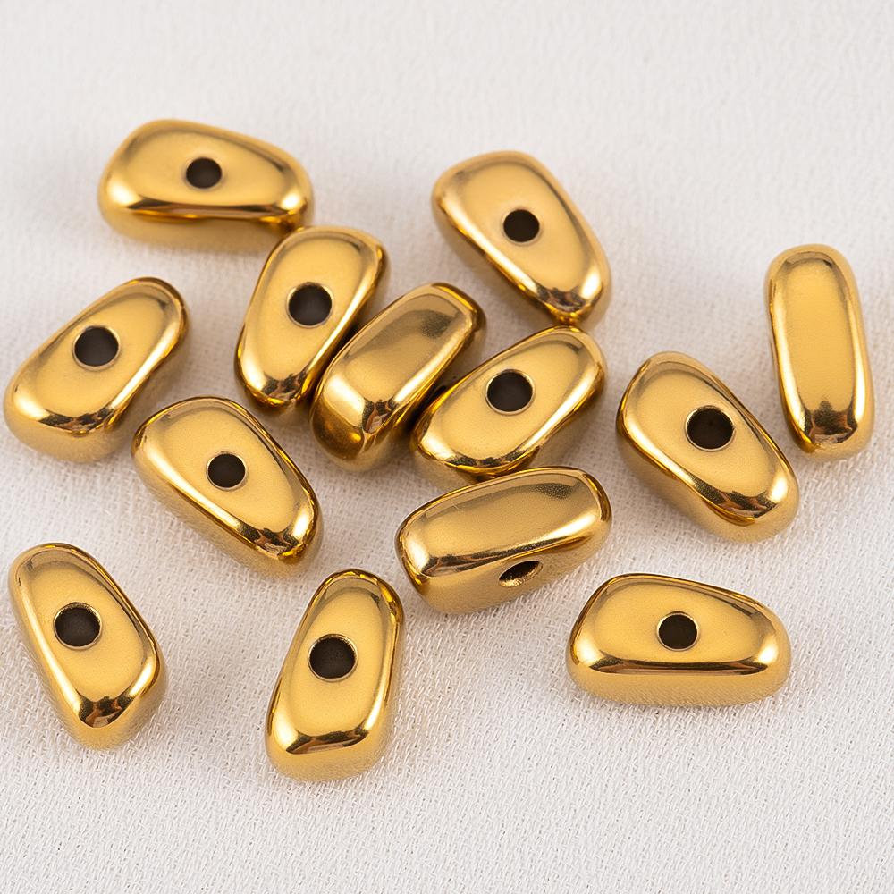 5pcs Color Retention Irregular 304 Stainless Steel Gold Color Beads For DIY Bracelets Necklaces Accessories Loose Bead Materials