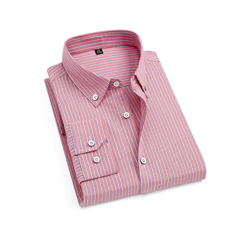Autumn New Cotton Long-sleeved Shirt Men's Slim Simple Work Shirt Men's Striped Trendy Business Inch Shirt