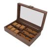 Black Walnut Wooden Watch Box PU Leather Watch Glasses Display Box  Office Use