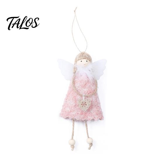 Pastel Christmas Hanging Decor Tree Plush Angel Doll Ornament, Cute Small Lightweight Xmas Topper Pendant for Thanksgiving Day Gifts, Holiday