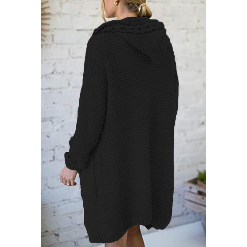 Cárdigan de punto grueso con cuello en V y manga larga para mujer, suéter de color liso