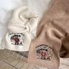 New autumn and winter embroidery bear men and women versatile solid color students cute winter warm knitted scarf