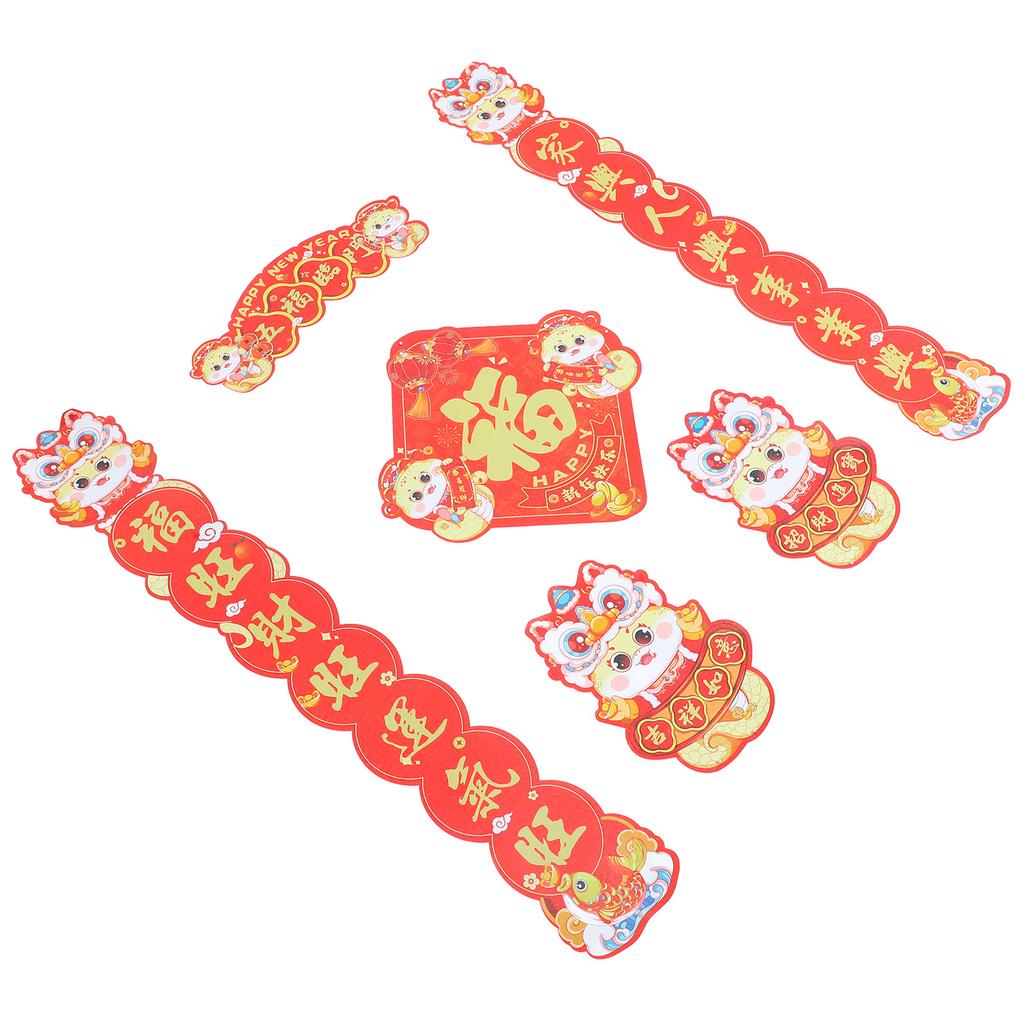 Chinese New Year Door Stickers 2025 Year of The Snake Paper Spring Festival Couplets Home Decor Wall Stickers Easy Peel
