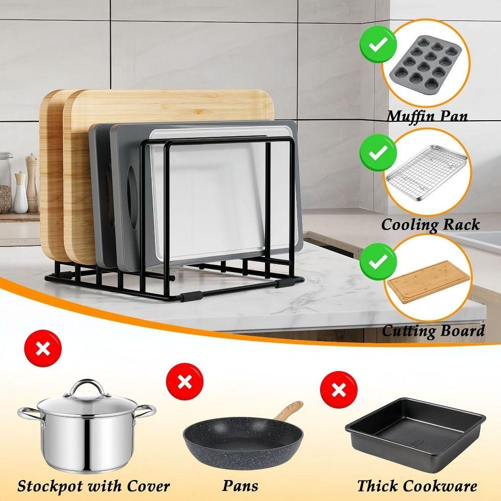 Heavy Duty 5 Slots Divided Rack Rust-Resistant Metal Dish Rack Cutting Board Storage Rack  Cabinet