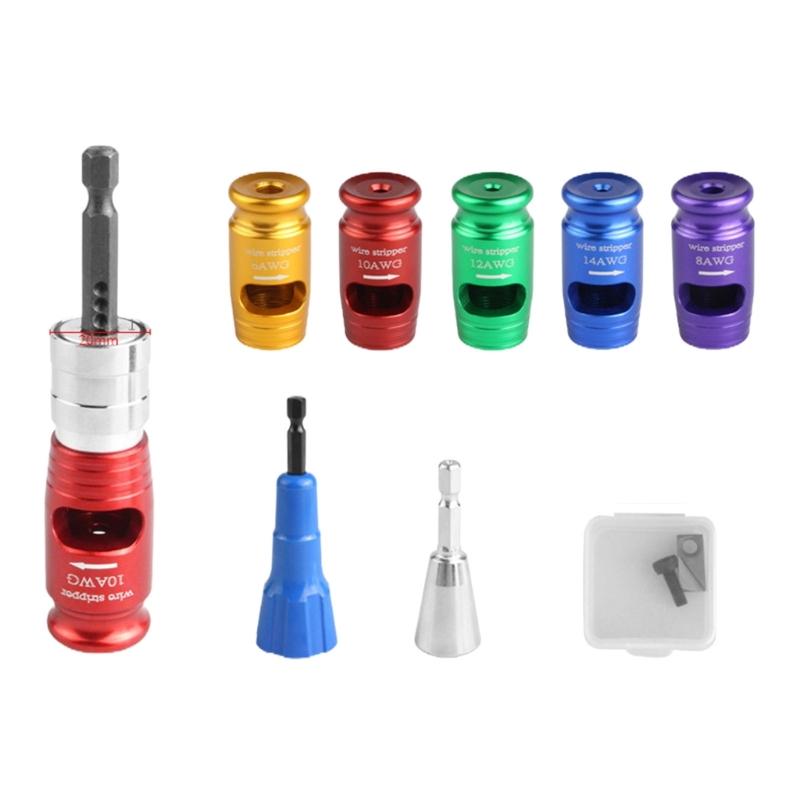 Multiple Size Electrician Wire Stripping Tool Set 6-14AWG 10-36mm Length Adjustment Suitable For Power Drill Screwdriver