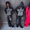 Unisex Hip Hop Streetwear Oversized Hooded Zip-Up Sweatshirt With 3D Print Fall Winter