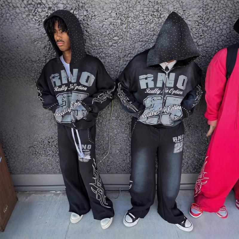 Unisex Hip Hop Streetwear Oversized Hooded Zip-Up Sweatshirt With 3D Print Fall Winter
