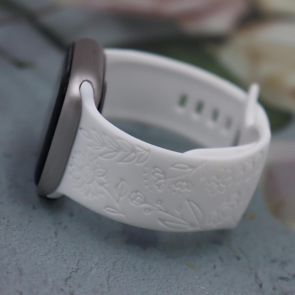 Compatible Silicone Apple Watch S10 Strap: Adjustable, Fashionable Embossed Band