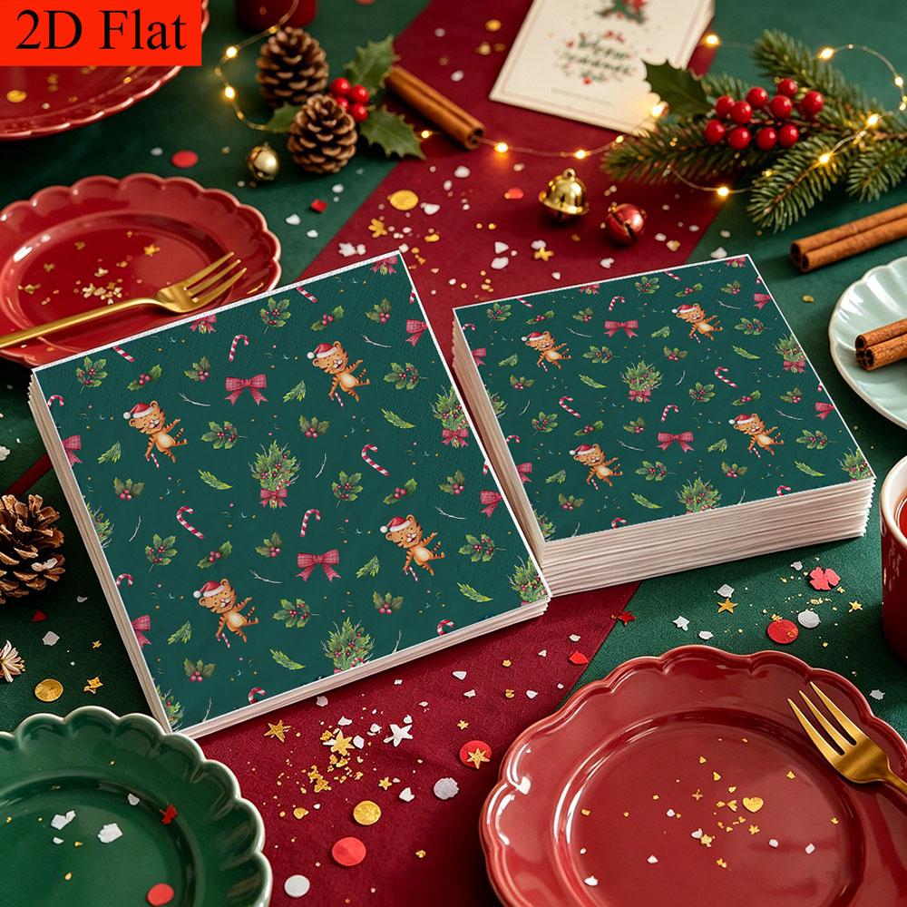 20pcs Disposable Napkins with Christmas Collection Pattern Print for Wedding,Parties,and Daily Use for Thanksgiving Fall Christmas Table Decoration