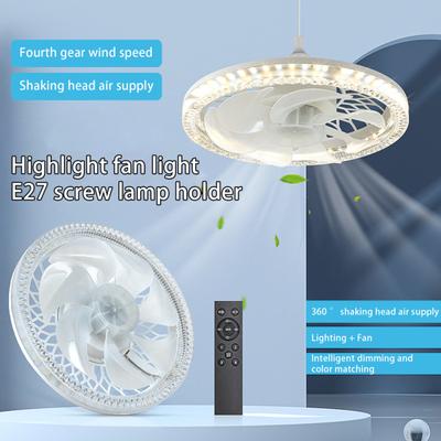 2-in-1 Moderne LED-Deckenventilatorlampe E27-Konvertersockel 4 Geschwindigkeitseinstellungen Geräuscharmer dimmbarer energieeffizienter Deckenventilator mit LED-Lampe