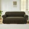 Elastic Solid Color Sofa Cover Full Protection Slip Resistant Minimalist Skirted Design