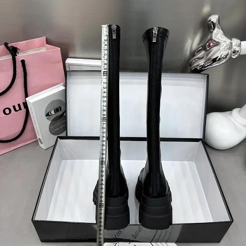 Zima Ženy Rytíř Vysoké kozačky Módní Zadní Zipy Dámské Elegantní Ploché Dlouhé Kozačky Krátké Plyšová Dámská Obuv