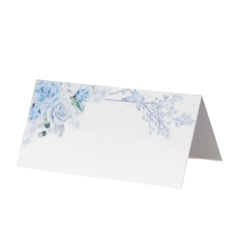 10pcs Simplicity Green Leaf Table Place Cards Folded Cards Blank Printing Gift Cards Paper Tented Name Card Weddings