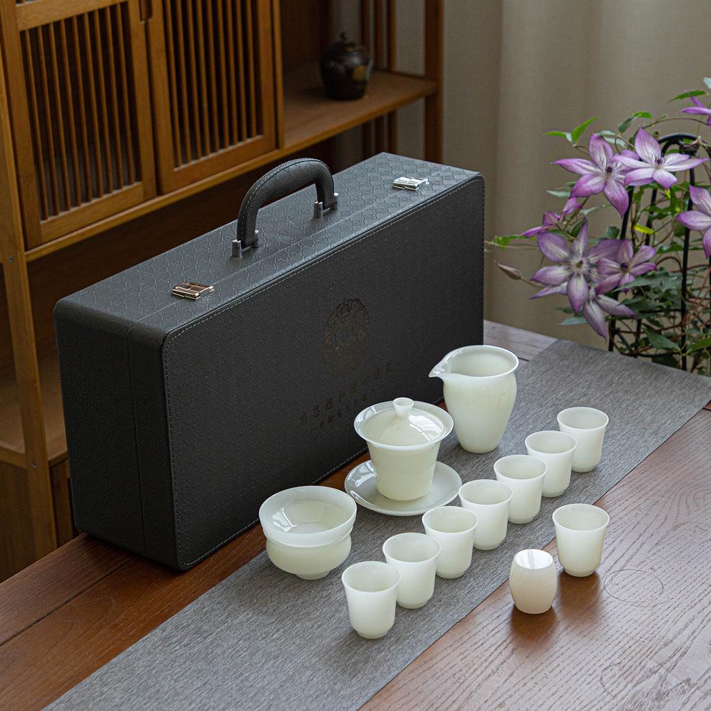 High-end Ice Seed Jade Porcelain Tea Set, High-end Gift Box, Gifts for Customers, Business Companies, Wine Stores, Gifts