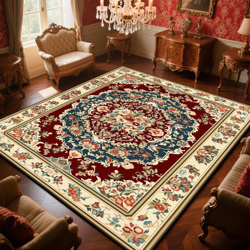 Tappeto Persiano di Lusso Rosso Soggiorno Tappeto di Grandi Dimensioni Antiscivolo Tappetino Tavolini da Caffè Decorazione Casa Camera da Letto Tappeto Salotto 200x300cm