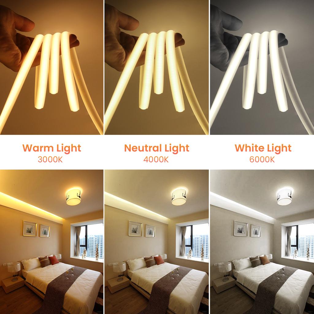 220V Dimmable COB LED Strip Light Tuya WiFi LED Tape Bluetooth Flexible COB LED Lights with EU Plug Waterproof Linear Lighting