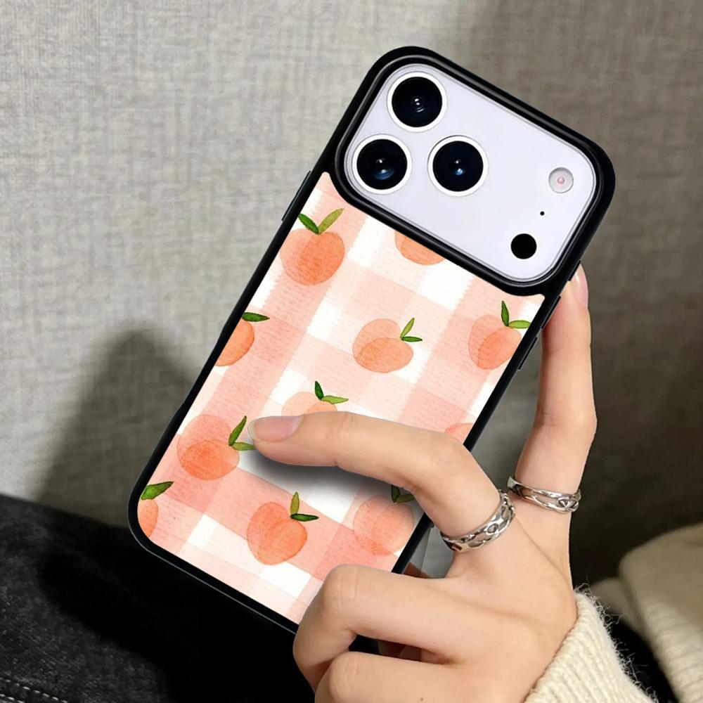 Capa Case for iPhone 17 Air 16 Pro Max 15 Plus 11 13 Mini 14 12 Back Phone Cover Pink Peaches Aesthetic